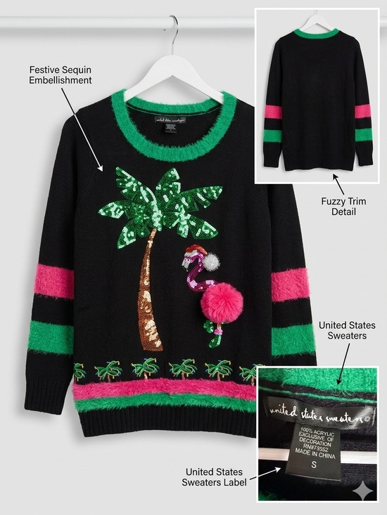 united states sweaters Sweaters - United States Sweaters Flamingo Tropical Christmas Dress - XS